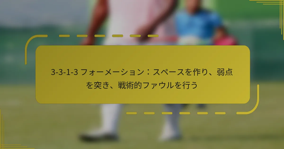 3-3-1-3 フォーメーション：スペースを作り、弱点を突き、戦術的ファウルを行う